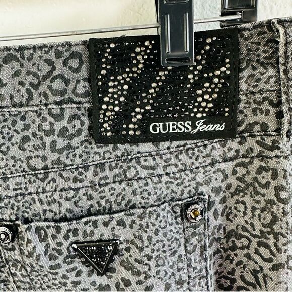 Guess Power Skinny Gray Animal Print Jeans Size 31 - Picture 4 of 5